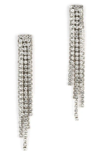 Deepa Gurnani Elisa Crystal Drop Earrings In Silver