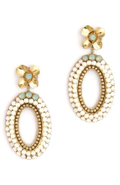 Deepa Gurnani Enola Faux Pearl & Bead Drop Earrings In Mint