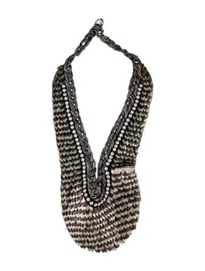 Pre-owned Deepa Gurnani Fabric, Crystal, & Thread Collar Necklace, 25" In Multicolor