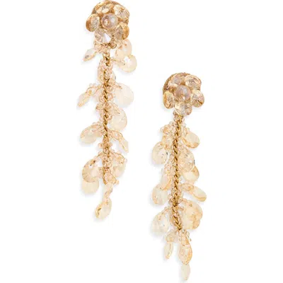 Deepa Gurnani Felice Beaded Flower Drop Earrings In Gold