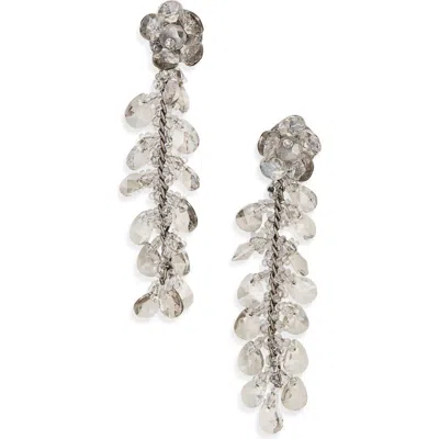 Deepa Gurnani Felice Beaded Flower Drop Earrings In Gray