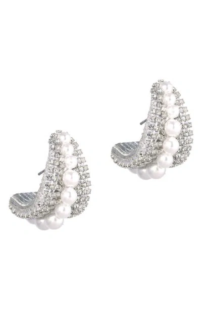 Deepa Gurnani Filomena Huggie Hoop Earrings In Silver