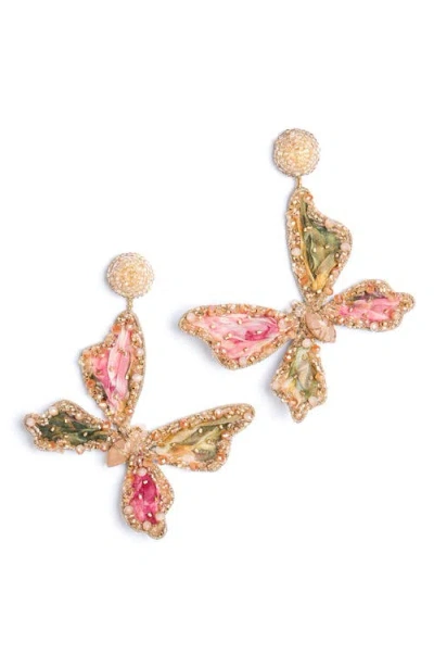Deepa Gurnani Finna Beaded Butterfly Drop Earrings In Multi