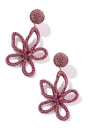 Deepa Gurnani Fiorella Flower Drop Earrings In Purple