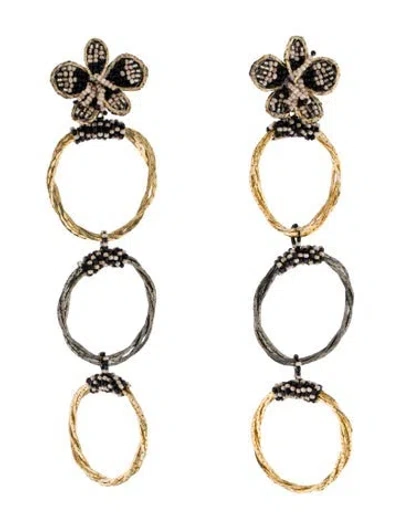 Pre-owned Deepa Gurnani Glass Beads Two-tone " Pooja" Drop Earrings In Multi