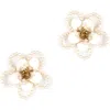 Deepa Gurnani Hattie Flower Stud Earrings In Ivory