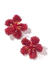 Deepa Gurnani Hibiscus Flower Clip-on Earrings In Red
