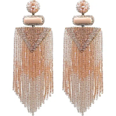 Deepa Gurnani Jody Beaded Tassel Earrings In Peach