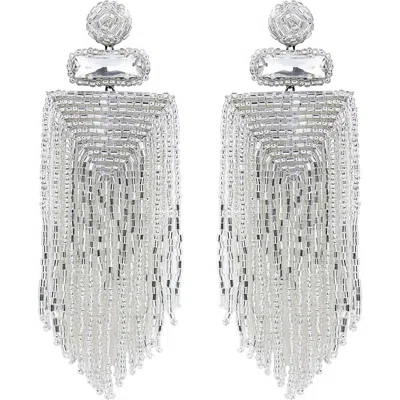 Deepa Gurnani Jody Beaded Tassel Earrings In Silver