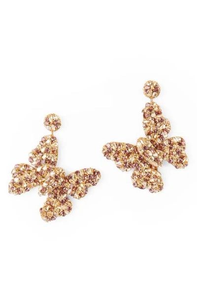 Deepa Gurnani Kathryn On Ice Butterfly Drop Earrings In Purple