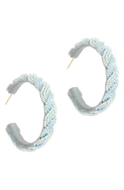 Deepa Gurnani Killian Beaded Hoop Earrings In Blue