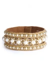 Deepa Gurnani Kimmy Faux Pearl Cuff Bracelet In Gold