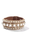 Deepa Gurnani Kimmy Faux Pearl Cuff Bracelet In Gold
