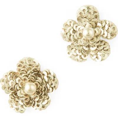 Deepa Gurnani Kioko Sequin Flower Statement Earrings In Gold