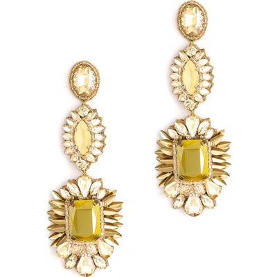 Deepa Gurnani Klara Beaded Crystal Drop Earrings In Gold