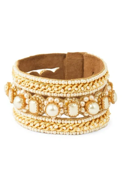 Deepa Gurnani Levina Cuff Bracelet In Gold
