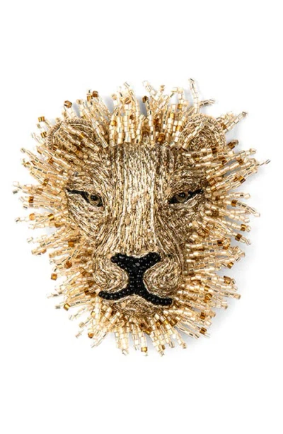 Deepa Gurnani Lion Brooch In Red