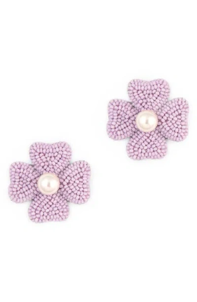 Deepa Gurnani Liora Beaded Flower Drop Earrings In Purple