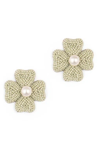 Deepa Gurnani Liora Beaded Flower Drop Earrings In Red