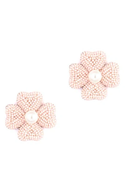 Deepa Gurnani Liora Beaded Flower Drop Earrings In White