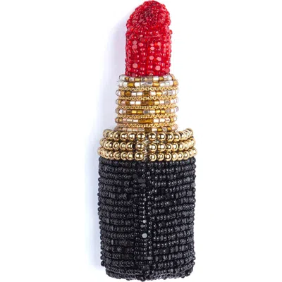 Deepa Gurnani Lipstick Brooch In White
