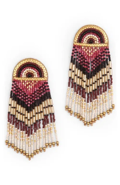 Deepa Gurnani Lisander Beaded Fringe Drop Earrings In Gold
