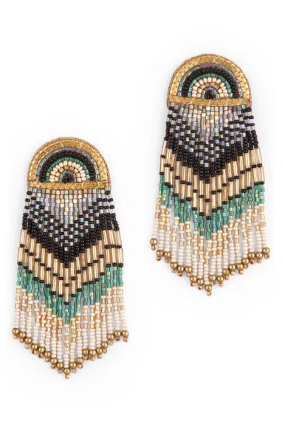 Deepa Gurnani Lisander Beaded Fringe Drop Earrings In Multi