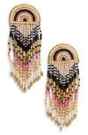 Deepa Gurnani Lisander Beaded Fringe Drop Earrings In Gold
