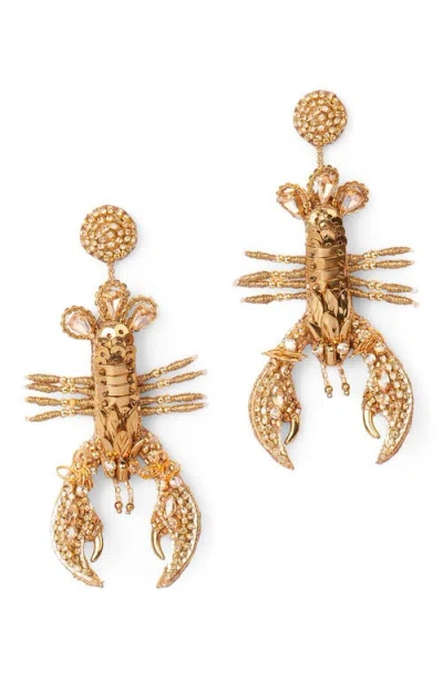 Deepa Gurnani Lobster On Ice Drop Earrings In Red