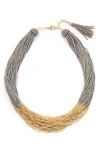 Deepa Gurnani Loretta Beaded Layered Necklace In Gray