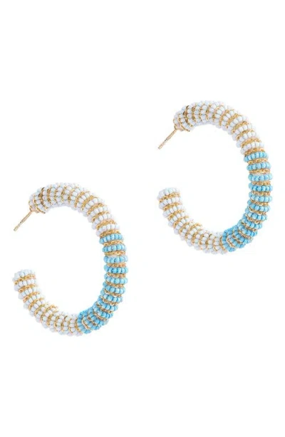 Deepa Gurnani Misia Two-tone Hoop Earrings In Multi Baby Blue
