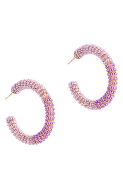 Deepa Gurnani Misia Two-tone Hoop Earrings In Multi Lavender