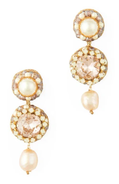 Deepa Gurnani Mukta Drop Earrings In Gold
