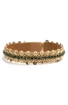 Deepa Gurnani Myrah Beaded Cuff Bracelet In Emerald
