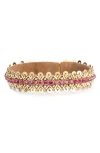 Deepa Gurnani Myrah Beaded Cuff Bracelet In Fuchsia