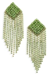 Deepa Gurnani Niomi Crystal Fringe Drop Earrings In Lime