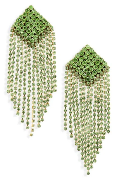 Deepa Gurnani Niomi Crystal Fringe Drop Earrings In Lime