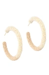 Deepa Gurnani Nixie Two-tone Bead Hoop Earrings In Champagne