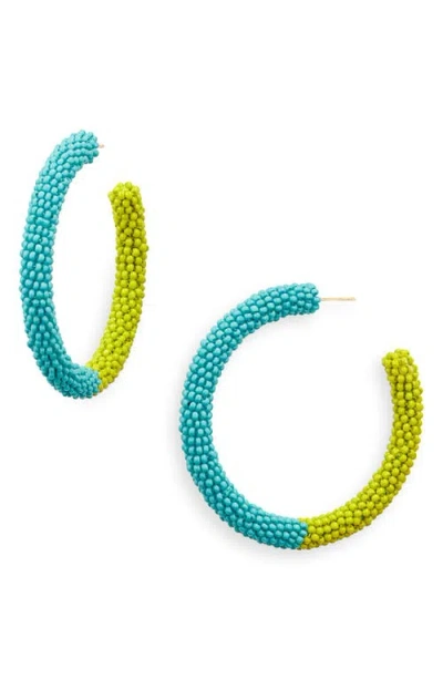 Deepa Gurnani Nixie Two-tone Bead Hoop Earrings In Chartreuse
