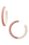 Deepa Gurnani Nixie Two-tone Bead Hoop Earrings In Ivory