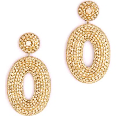 Deepa Gurnani Odeya Crystal Drop Earrings In Gold