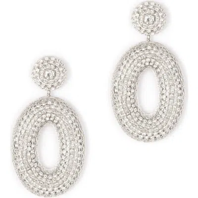Deepa Gurnani Odeya Crystal Drop Earrings In Metallic