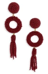 Deepa Gurnani Oliver Beaded Drop Earrings In Burgundy