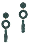 Deepa Gurnani Oliver Beaded Drop Earrings In Green