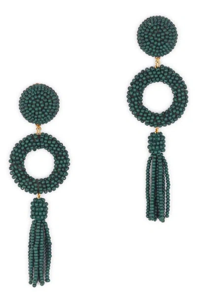 Deepa Gurnani Oliver Beaded Drop Earrings In Green