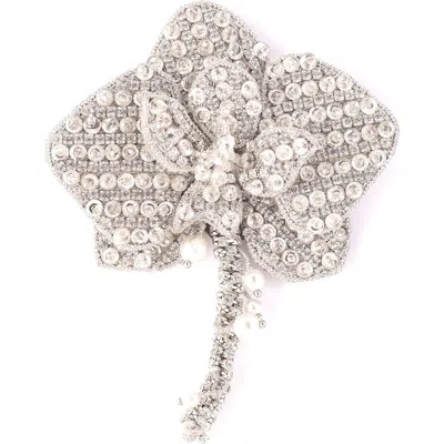 Deepa Gurnani Orchid On Ice Brooch In Red