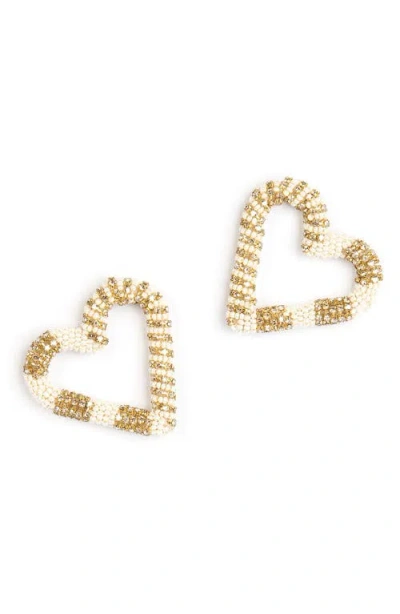 Deepa Gurnani Preeti Beaded Heart Hoop Earrings In Multi