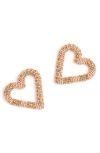 Deepa Gurnani Preeti Beaded Heart Hoop Earrings In Gold