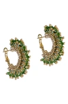 Deepa Gurnani Sierra Hoop Earrings In Emerald