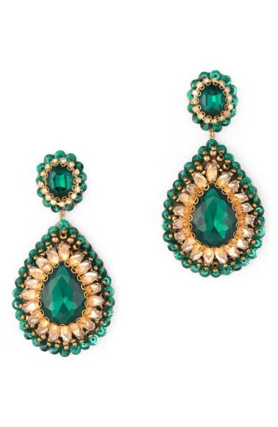 Deepa Gurnani Sisina Crystal Teardrop Earrings In Multi